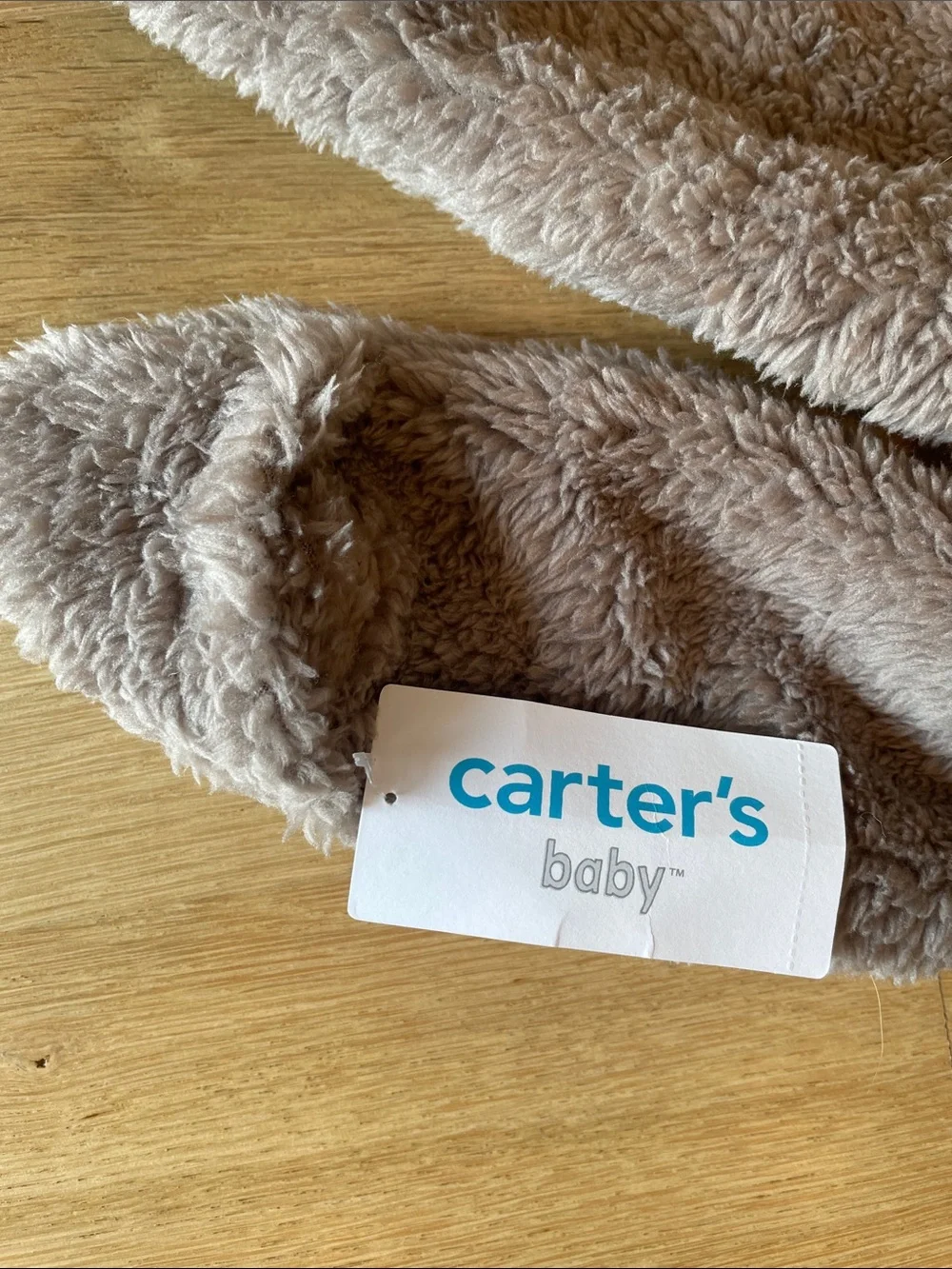 Carter's Plush Hooded Footed One-Piece in Taupe